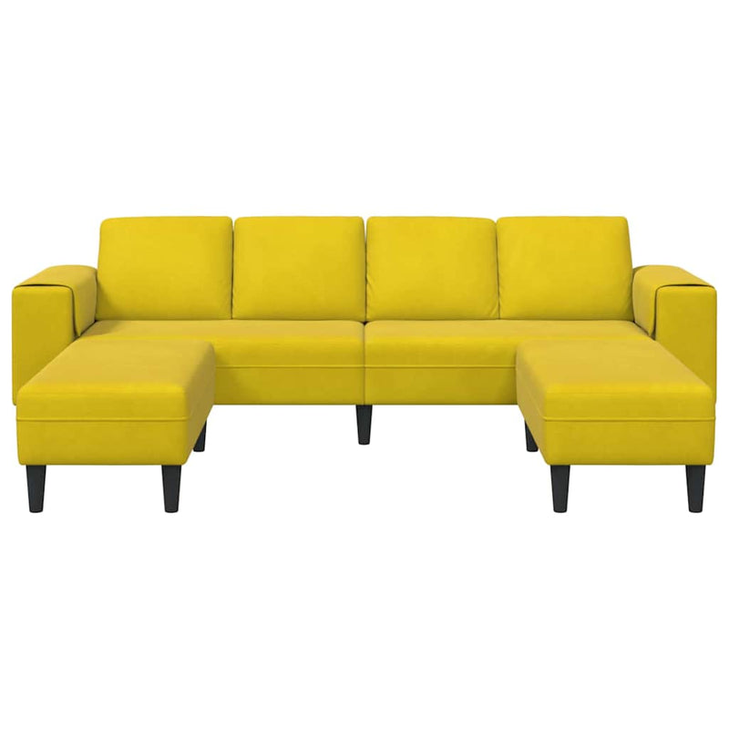 Kanapé Szett 3 pcs Sárga Bársony
