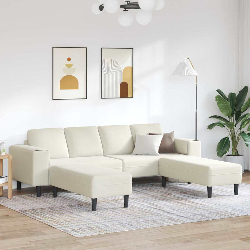 Kanapé Szett 3 pcs Krém Bársony