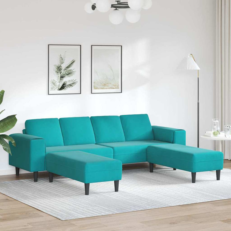 Kanapé Szett 3 pcs Türkiz Bársony
