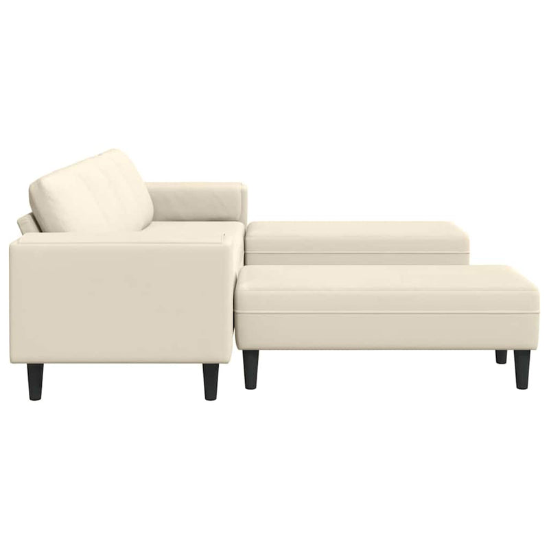 vidaXL Szövet kanapé párnával Krém 208 cm Bársony anyag