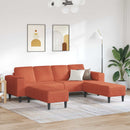 vidaXL Kanapé Piros Narancs 250 x 188 x 76 cm Bársonyos szövet