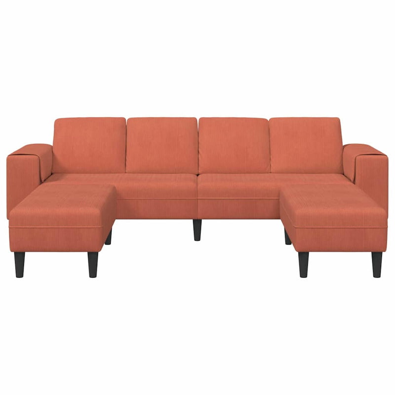 vidaXL Szövet kanapé párnával Piros Narancs 208 cm Bársony anyag