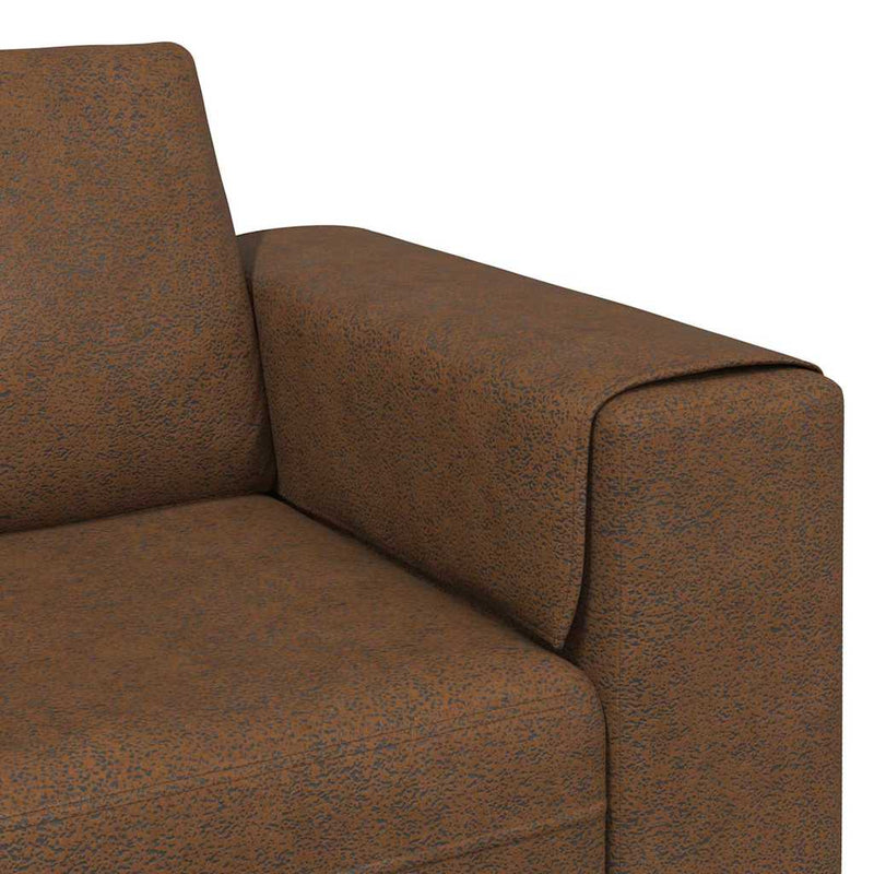 Kanapé Szett 3 pcs Barna Műbőr velúr