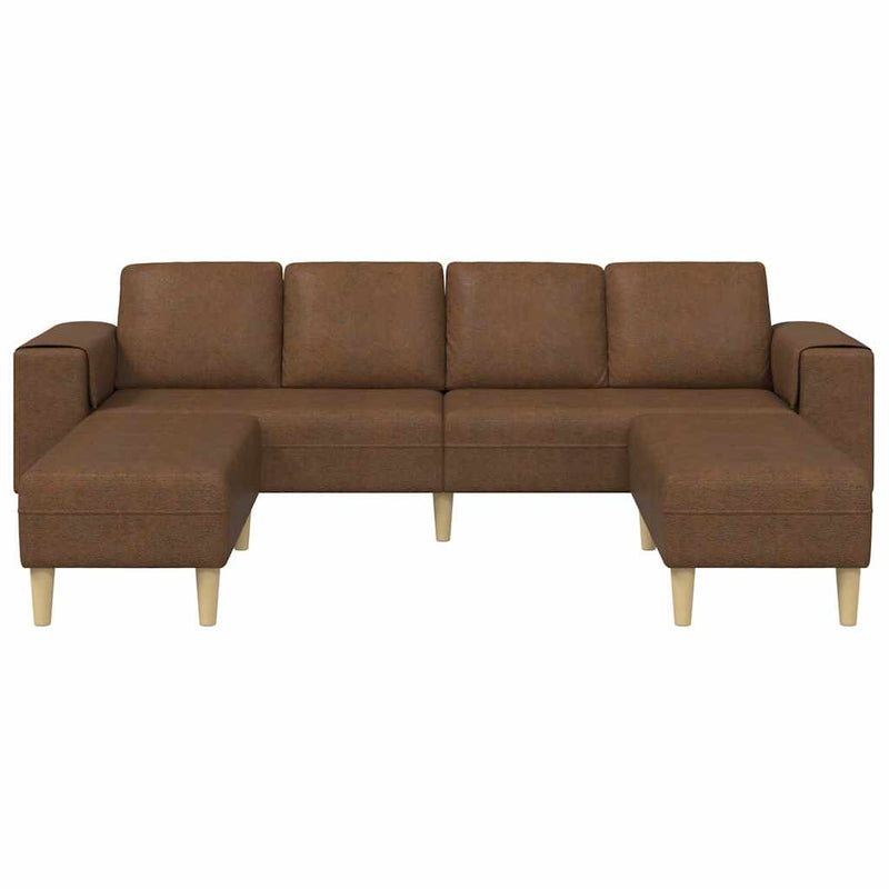 Kanapé Szett 3 pcs Barna Műbőr velúr