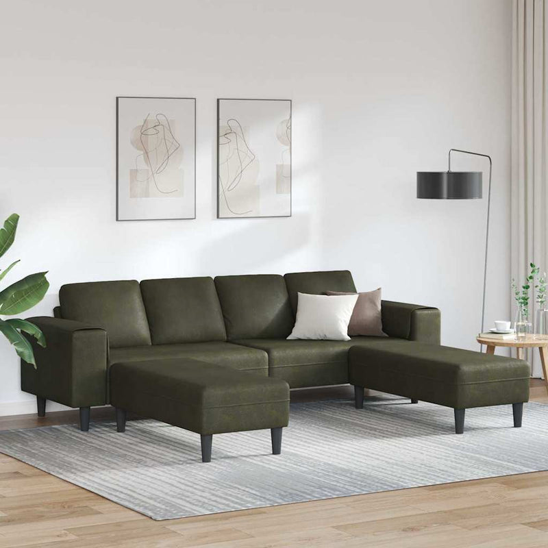 Kanapé Szett 3 pcs Katonai zöld Műbőr velúr