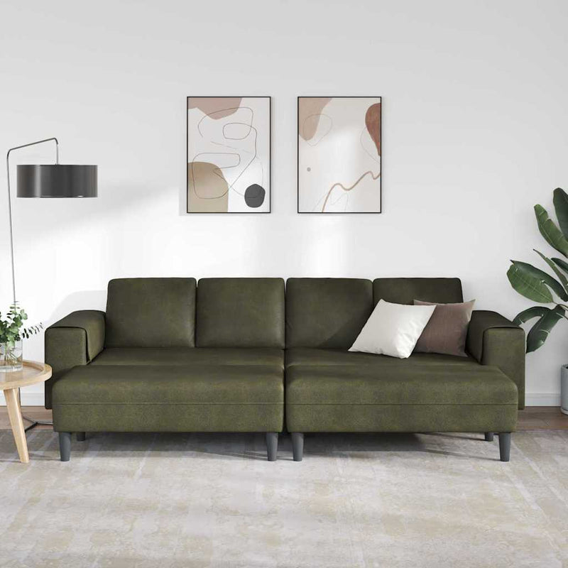 Kanapé Szett 3 pcs Katonai zöld Műbőr velúr