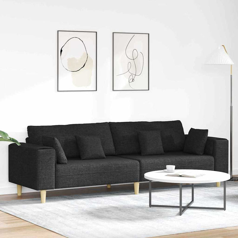 vidaXL Szövet kanapé párnával Fekete 208 cm szövet
