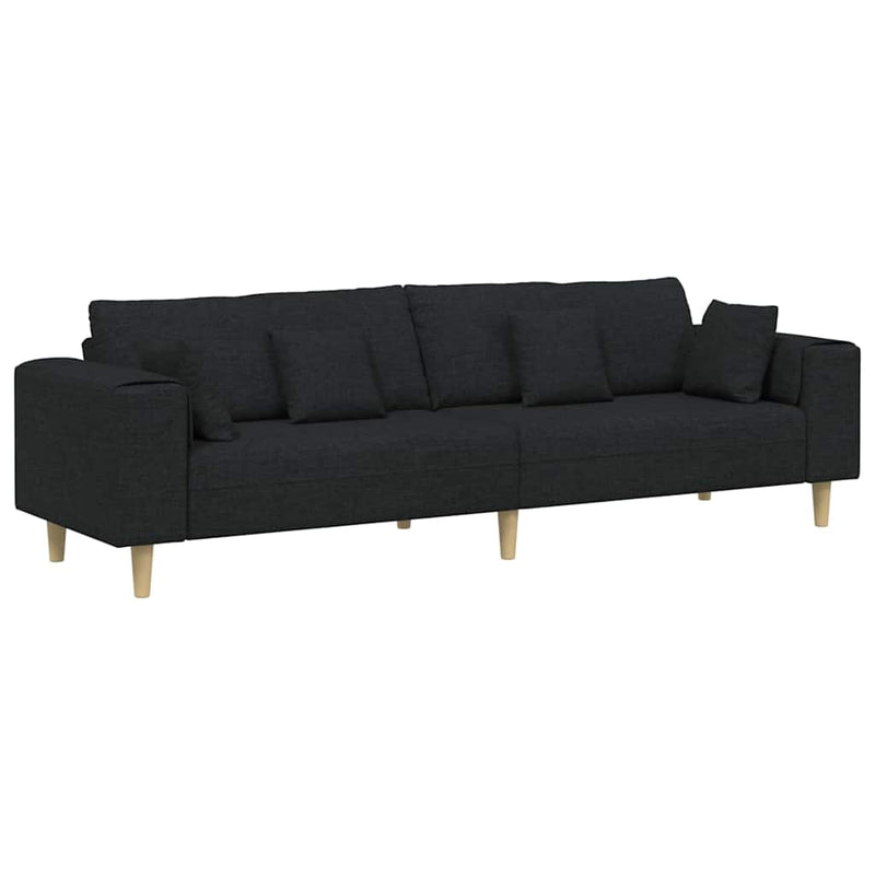 vidaXL Szövet kanapé párnával Fekete 208 cm szövet