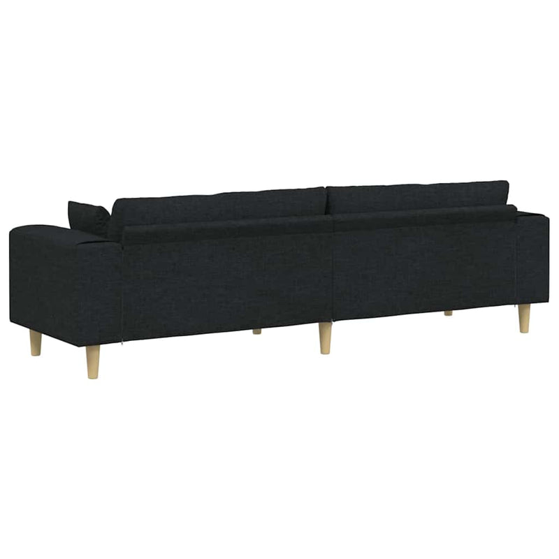 vidaXL Szövet kanapé párnával Fekete 208 cm szövet