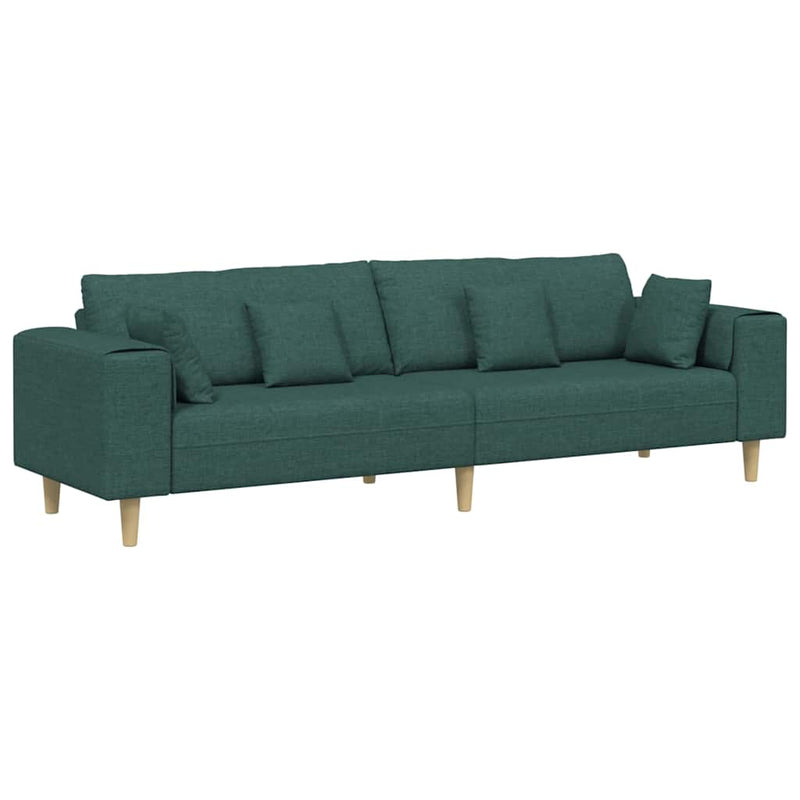 vidaXL Szövet kanapé párnával Sötétzöld 208 cm szövet