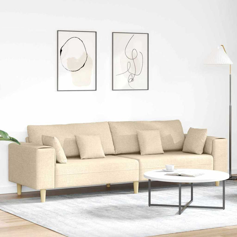 Szövet kanapé párnával Krém 208 cm szövet