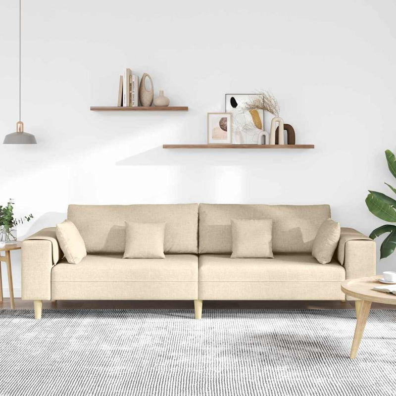 Szövet kanapé párnával Krém 208 cm szövet