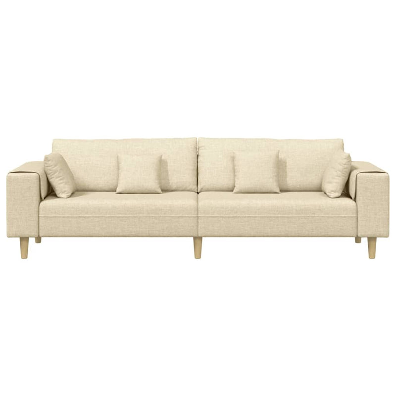 vidaXL Szövet kanapé párnával Krém 208 cm szövet