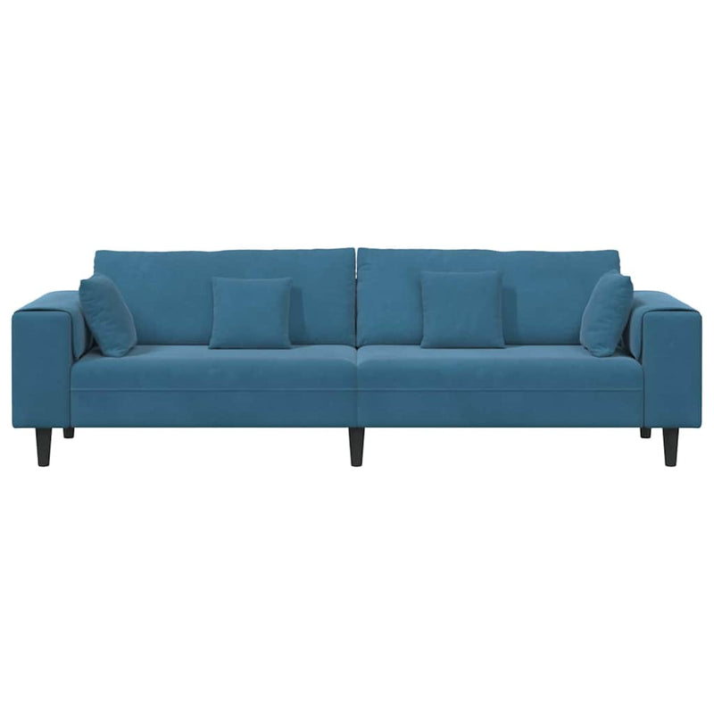 vidaXL Bársony Kanapé párnával Kék 208 cm Bársony