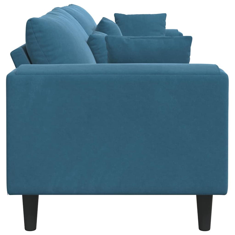 vidaXL Bársony Kanapé párnával Kék 208 cm Bársony