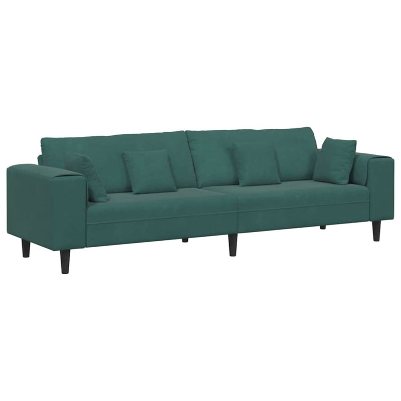vidaXL Bársony Kanapé párnával Sötétzöld 208 cm Bársony