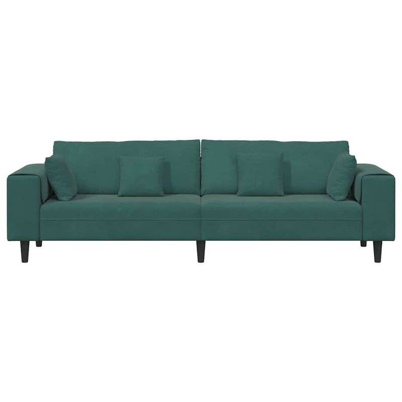 vidaXL Bársony Kanapé párnával Sötétzöld 208 cm Bársony