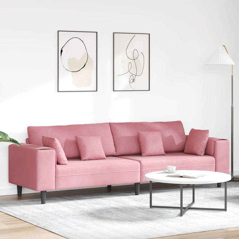 vidaXL Bársony Kanapé párnával Rózsaszín 209 cm Bársony