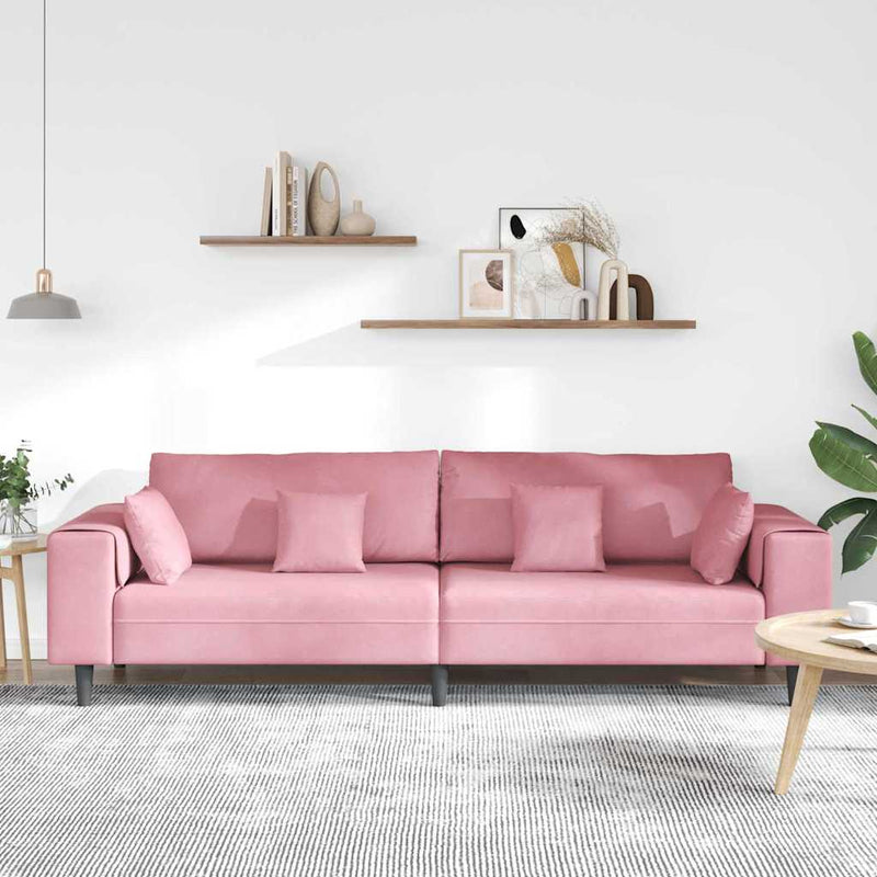 vidaXL Bársony Kanapé párnával Rózsaszín 209 cm Bársony