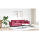 vidaXL Kanapé Bordó 250 x 77 x 76 cm Bársony