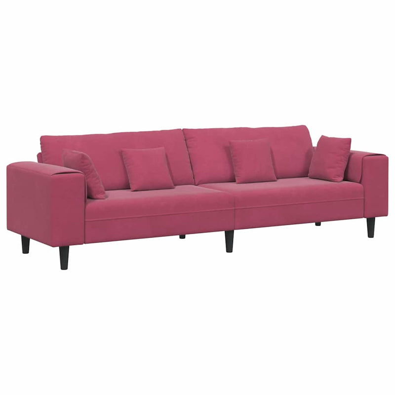 vidaXL Bársony Kanapé párnával Bordó 208 cm Bársony