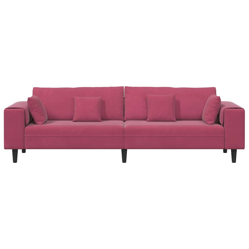 vidaXL Bársony Kanapé párnával Bordó 208 cm Bársony