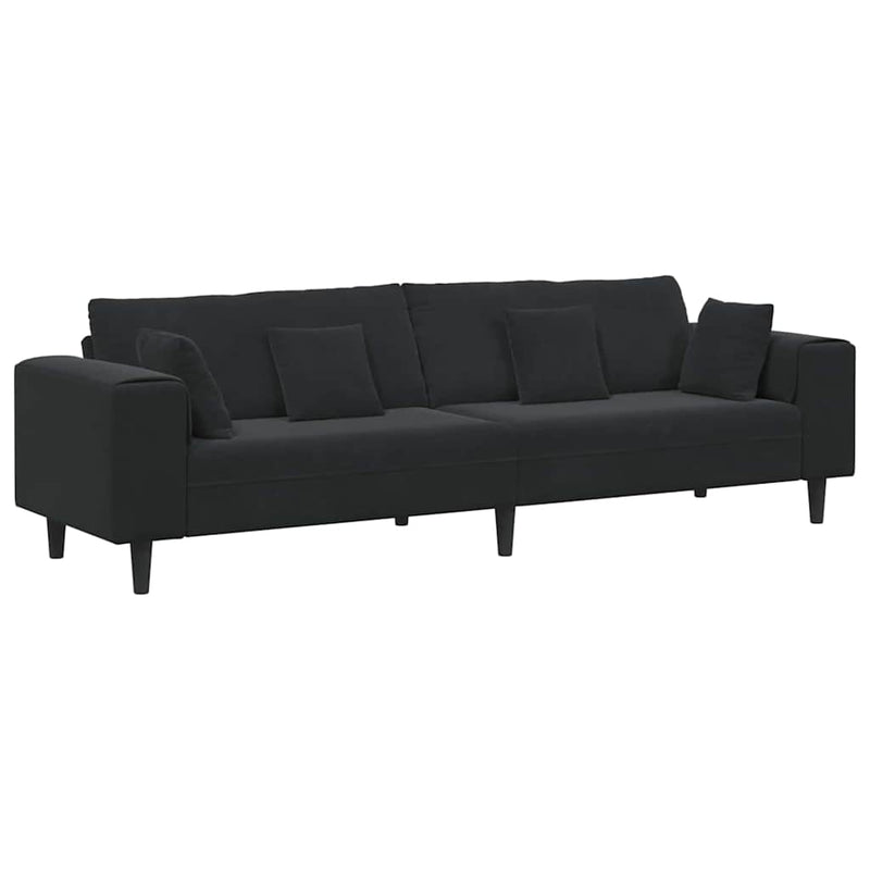 vidaXL Bársony Kanapé párnával Fekete 208 cm Bársony