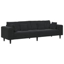 vidaXL Kanapé Fekete 250 x 77 x 76 cm Bársony