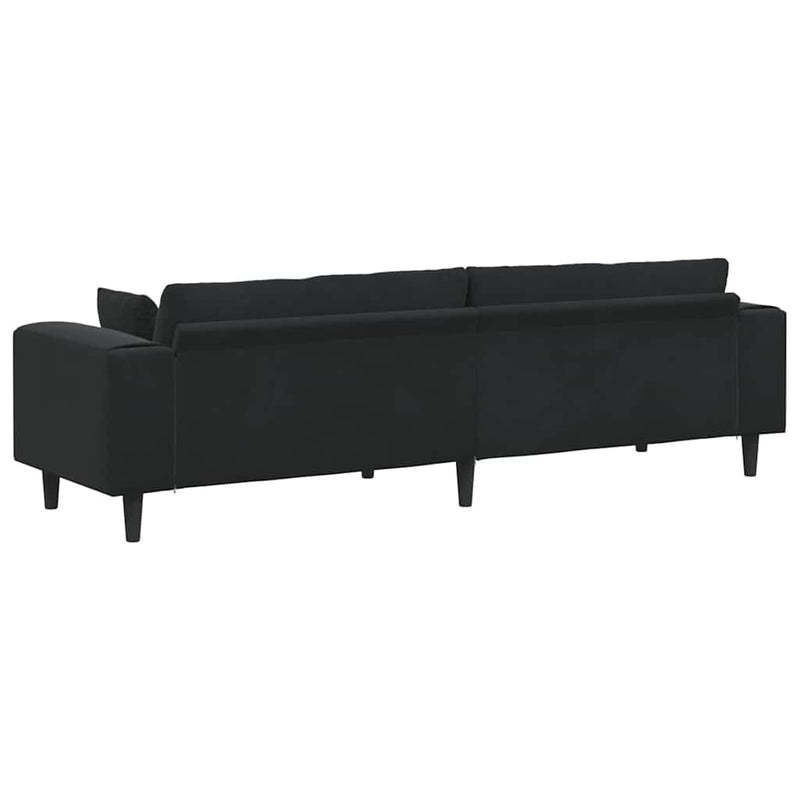 vidaXL Bársony Kanapé párnával Fekete 208 cm Bársony