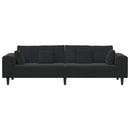 vidaXL Bársony Kanapé párnával Fekete 208 cm Bársony