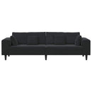 vidaXL Kanapé Fekete 250 x 77 x 76 cm Bársony