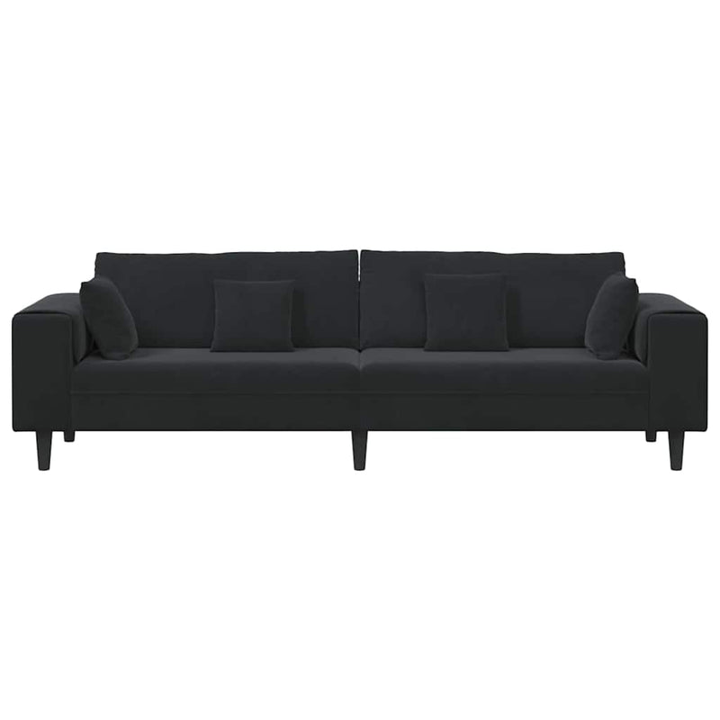 vidaXL Bársony Kanapé párnával Fekete 208 cm Bársony