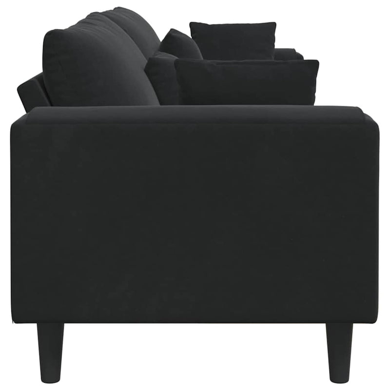 vidaXL Bársony Kanapé párnával Fekete 208 cm Bársony