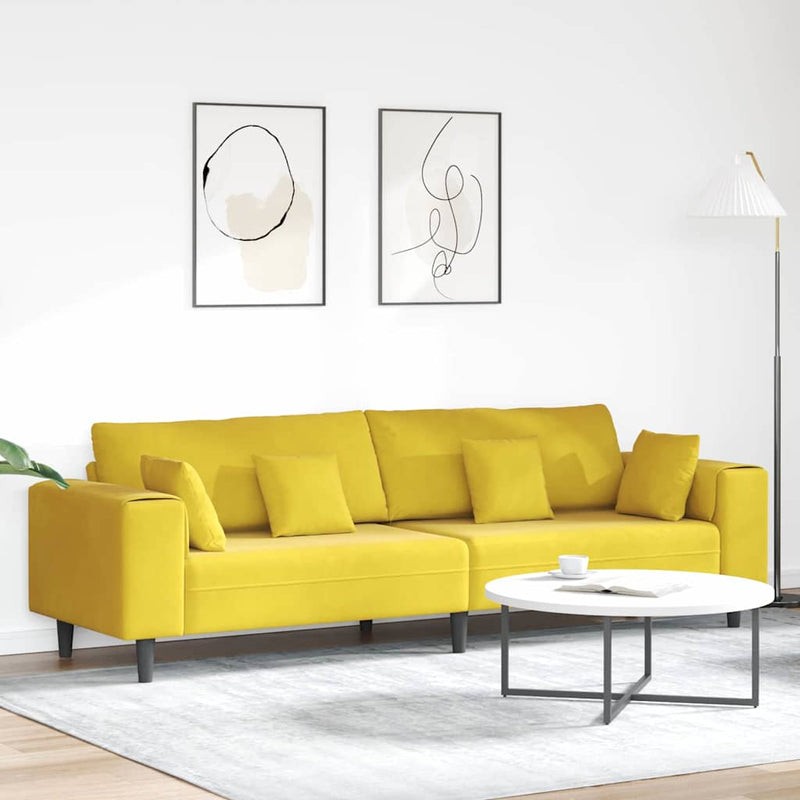 vidaXL Bársony Kanapé párnával Sárga 210 cm Bársony