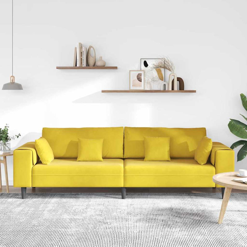 vidaXL Bársony Kanapé párnával Sárga 210 cm Bársony