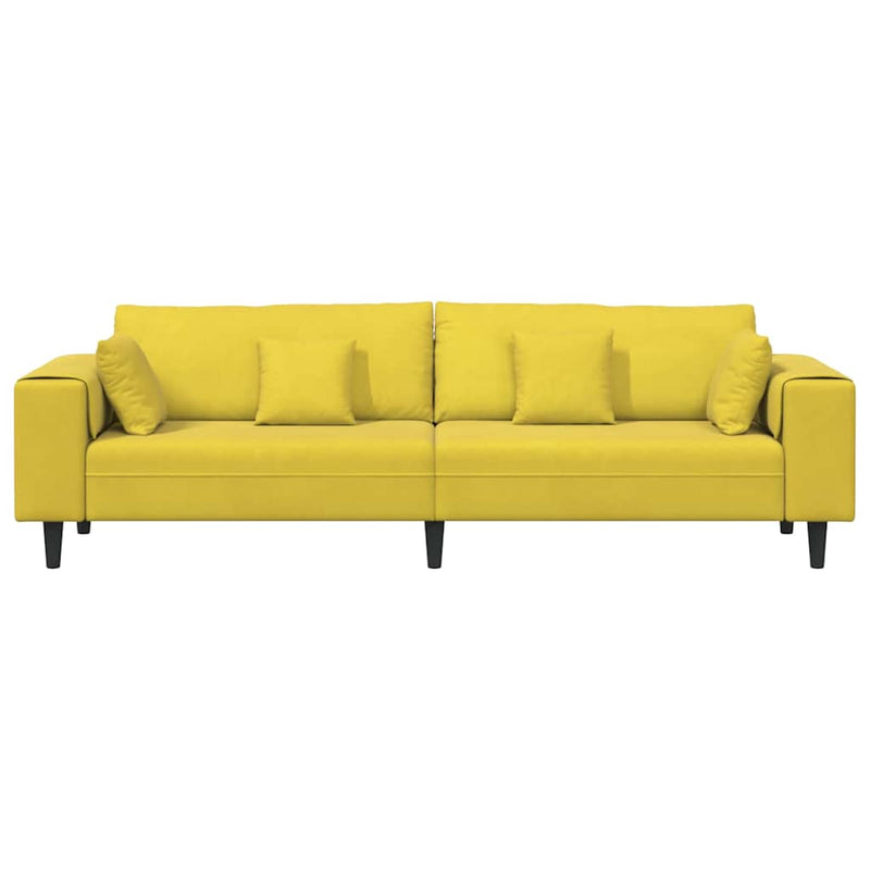 vidaXL Bársony Kanapé párnával Sárga 210 cm Bársony