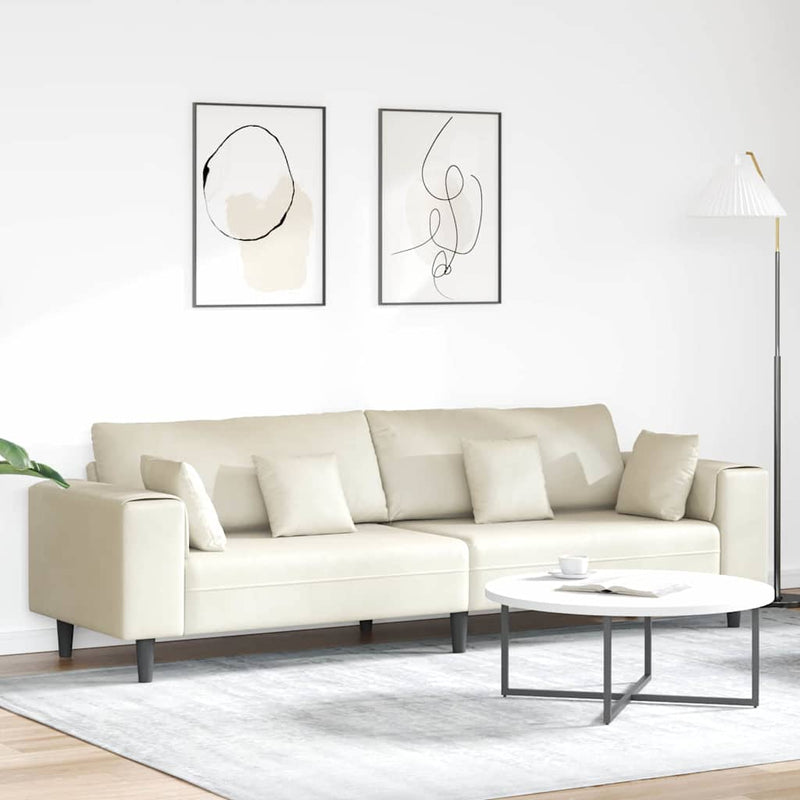 vidaXL Bársony Kanapé párnával Krém 208 cm Bársony
