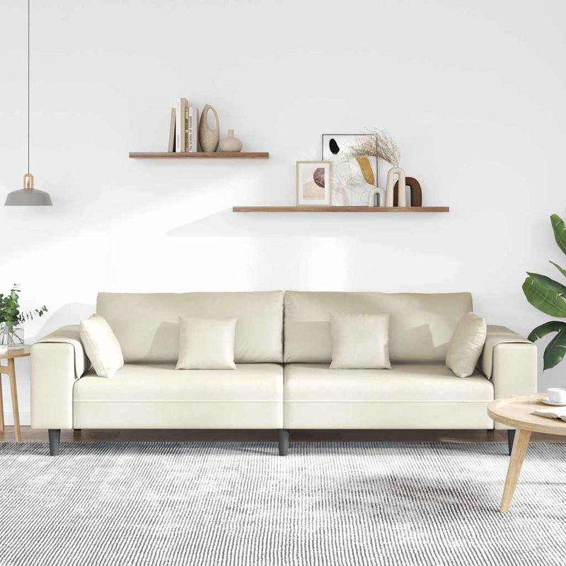 vidaXL Bársony Kanapé párnával Krém 208 cm Bársony