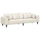 vidaXL Bársony Kanapé párnával Krém 208 cm Bársony