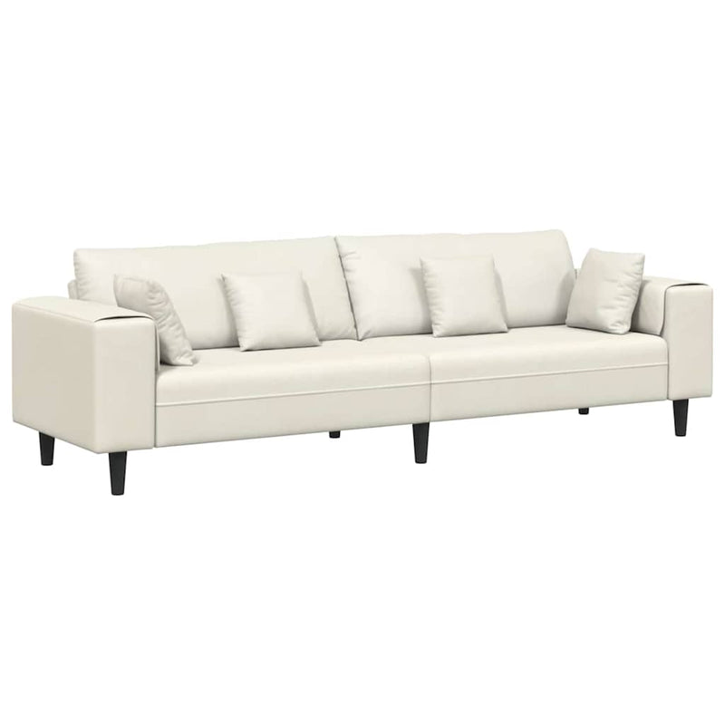 vidaXL Bársony Kanapé párnával Krém 208 cm Bársony