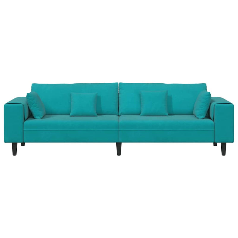 vidaXL Bársony Kanapé párnával Türkiz 208 cm Bársony