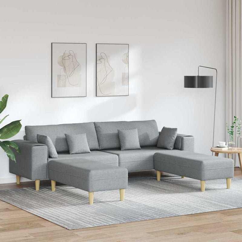 Szövet kanapé párnával 3 pcs Világosszürke 208 cm szövet