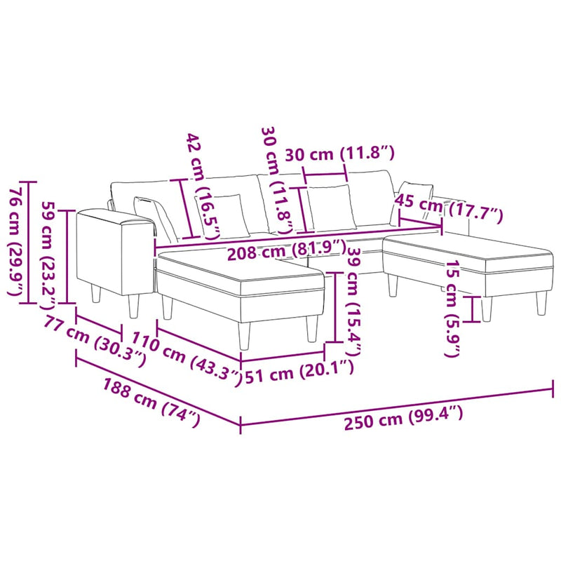 Szövet kanapé párnával 3 pcs Sötétszürke 208 cm szövet