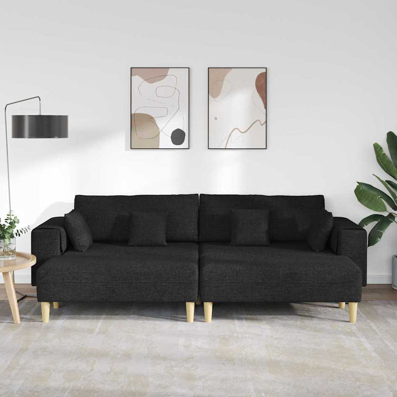 Szövet kanapé párnával 3 pcs Fekete 208 cm szövet