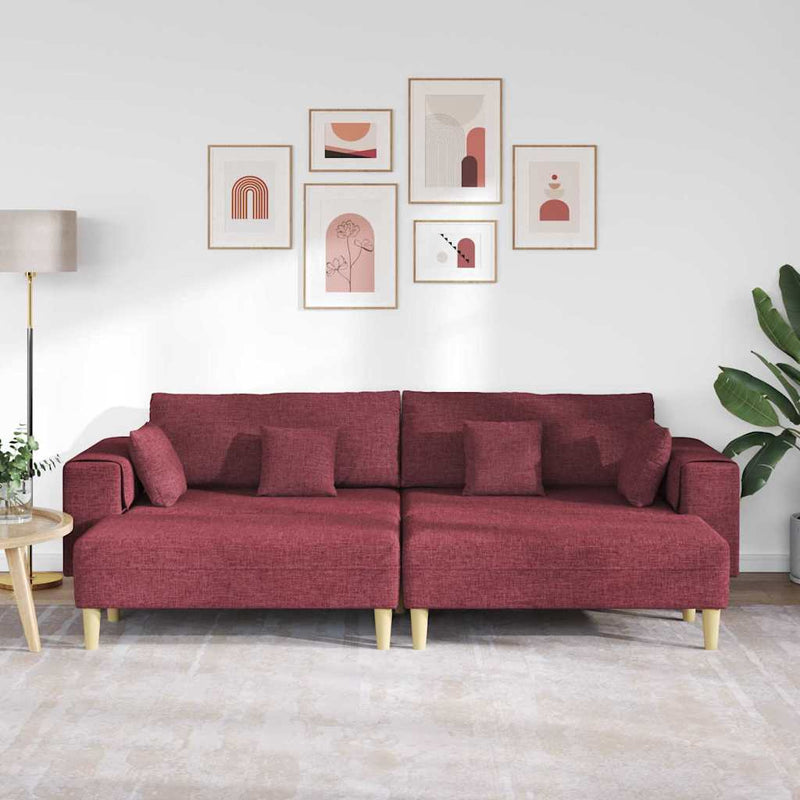 Szövet kanapé párnával 3 pcs Bordó 208 cm szövet