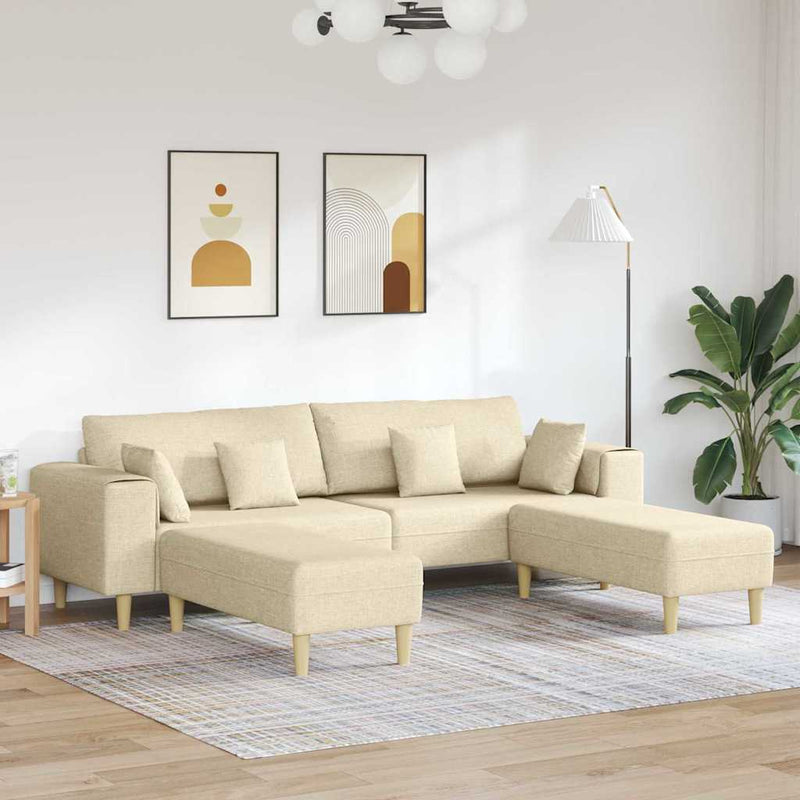 Szövet kanapé párnával 3 pcs Krém 208 cm szövet