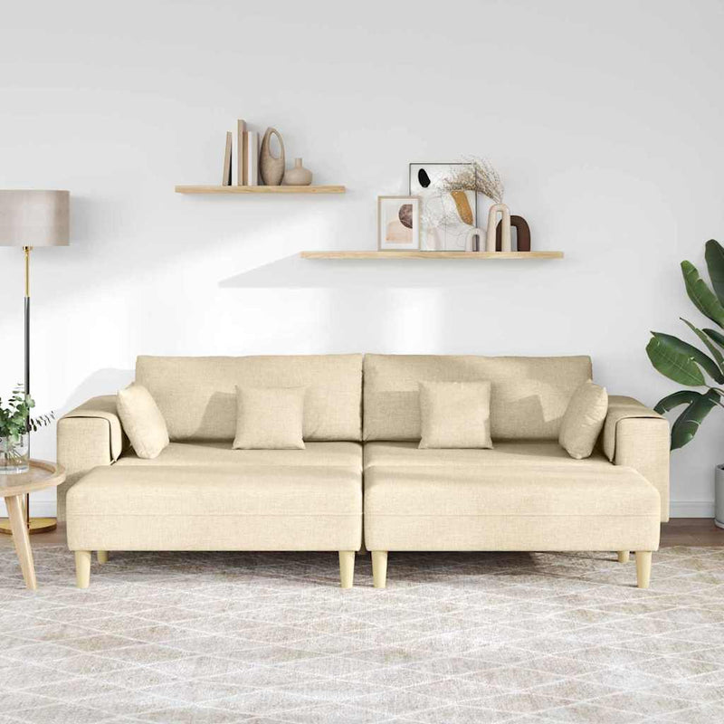 Szövet kanapé párnával 3 pcs Krém 208 cm szövet