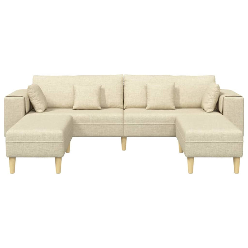 Szövet kanapé párnával 3 pcs Krém 208 cm szövet