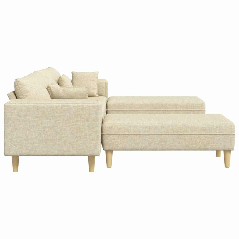Szövet kanapé párnával 3 pcs Krém 208 cm szövet
