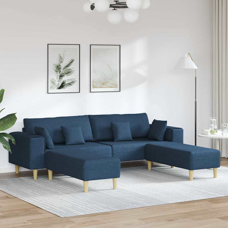 Szövet kanapé párnával 3 pcs Kék 208 cm szövet